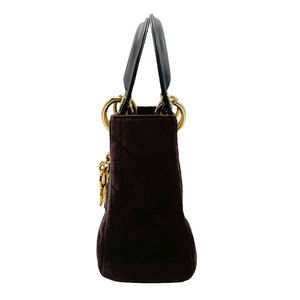 Dior Mini  Lady Leather Suede Christian Purple Dark Handbag